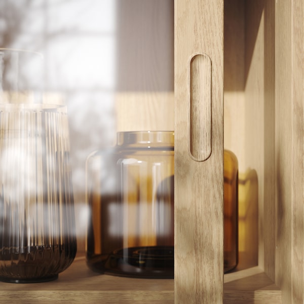 IKEA TONSTAD cabinet with sliding glass doors, 32 1/8x14 5/8x47 1/4 in Oak Veneer, Ikea Ireland | 7590VZMGR