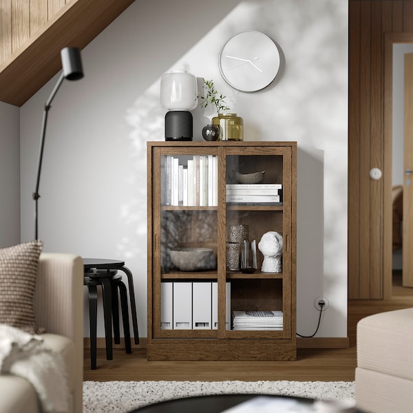 IKEA TONSTAD cabinet with sliding glass doors, 32 1/8x14 5/8x47 1/4 in Brown Stained Oak Veneer, Ikea Ireland | 0476DOGBW