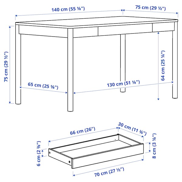 IKEA TONSTAD desk, off-white, 55 1/8x29 1/2 in, Ikea Ireland | 9046PIWXU