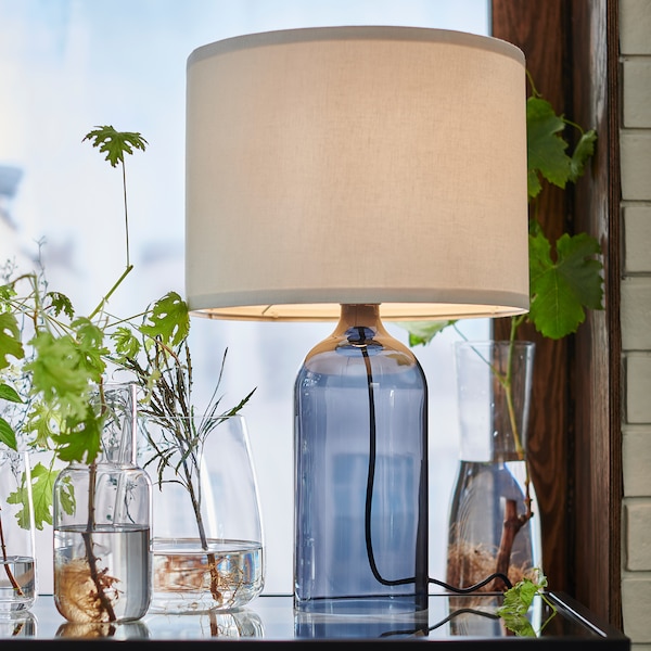 IKEA TONVIS table lamp, smoked glass/white, 20 in, Ikea Ireland | 8291ZWJGK