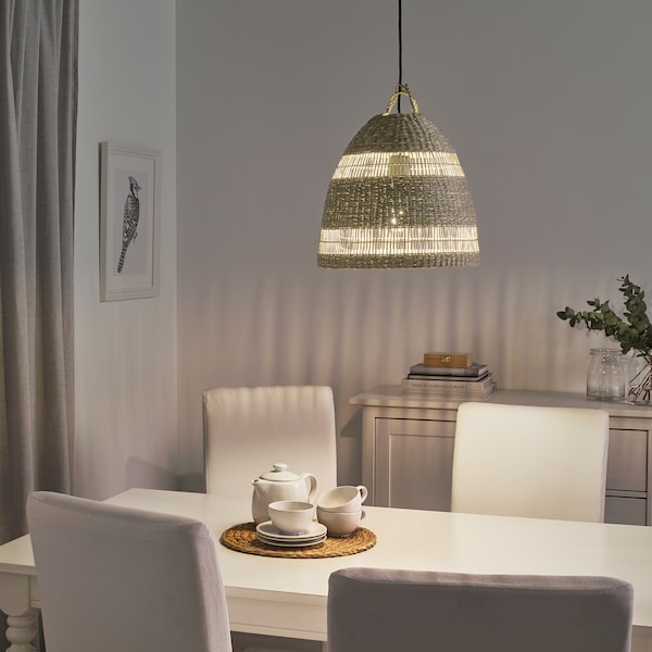 IKEA TORARED Pendant lamp shade, seagrass, Height: 13 in Diameter: 14 in, Ikea Ireland | 2317GLWTC