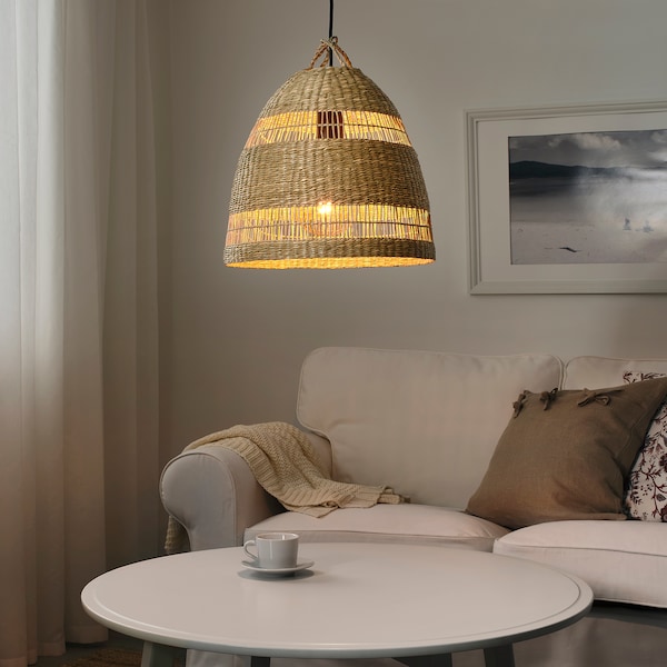 IKEA TORARED Pendant lamp shade, seagrass, Height: 13 in Diameter: 14 in, Ikea Ireland | 2317GLWTC