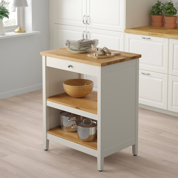 IKEA TORNVIKEN Kitchen island, off-white, oak, Width: 28 3/8 in, Ikea Ireland | 8016ZSEWC