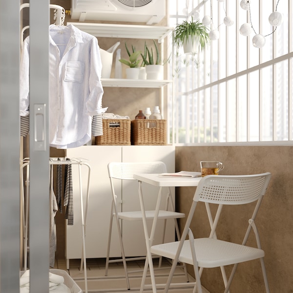 IKEA TORPARÖ table and 2 folding chairs, outdoor, white/white/gray, 27 1/2x16 1/2 in, Ikea Ireland | 7985NUBAX