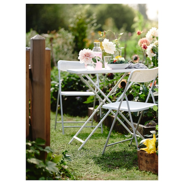 IKEA TORPARÖ table and 2 folding chairs, outdoor, white/white/gray, 27 1/2x16 1/2 in, Ikea Ireland | 7985NUBAX