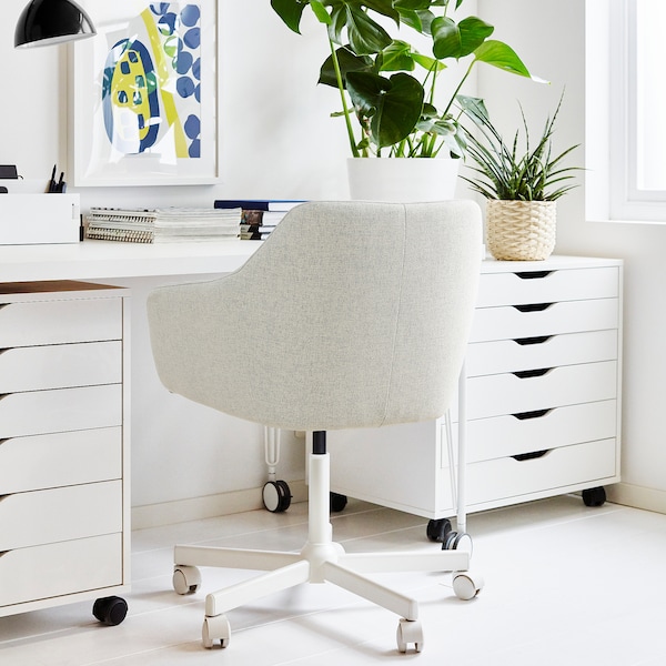 IKEA TOSSBERG / MALSKÄR swivel chair Gunnared Beige / White, Ikea Ireland | 4179JYLSZ