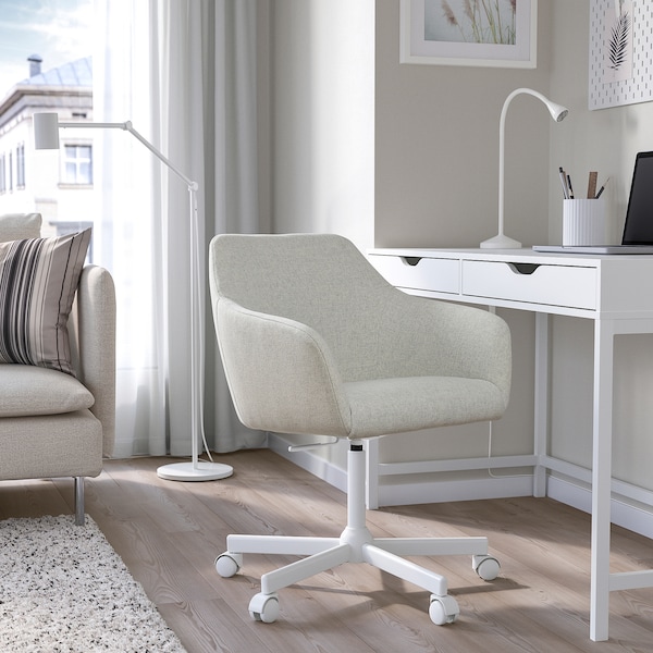 IKEA TOSSBERG / MALSKÄR swivel chair Gunnared Beige / White, Ikea Ireland | 4179JYLSZ