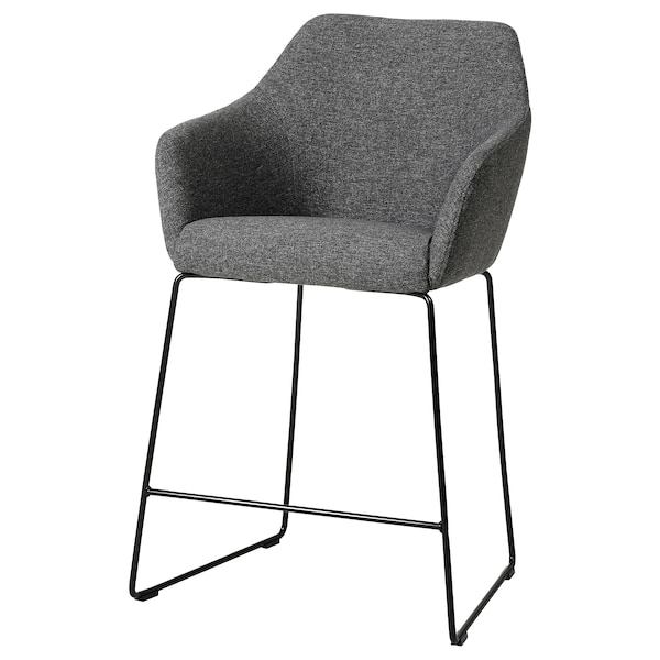 IKEA TOSSBERG bar stool with backrest, metal black/Gunnared dark gray, Ikea Ireland | 3067NXOAE