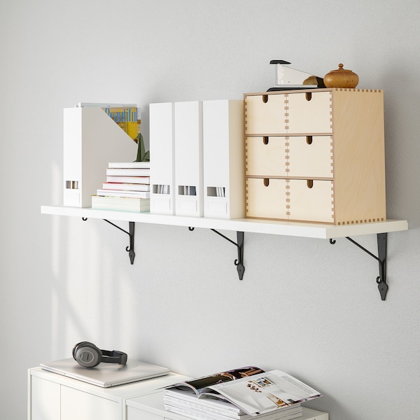 IKEA TRANHULT / KROKSHULT wall shelf, 47 1/4x11 3/4 in White Stained Aspen, Ikea Ireland | 6403ABILH