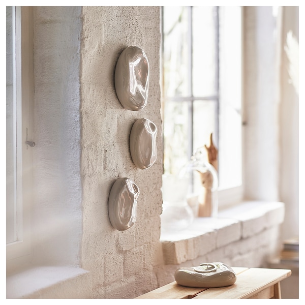 IKEA TRÄDGRÄNSEN wall decoration, set of 2, ceramic/stones beige, Ikea Ireland | 7085PATMK
