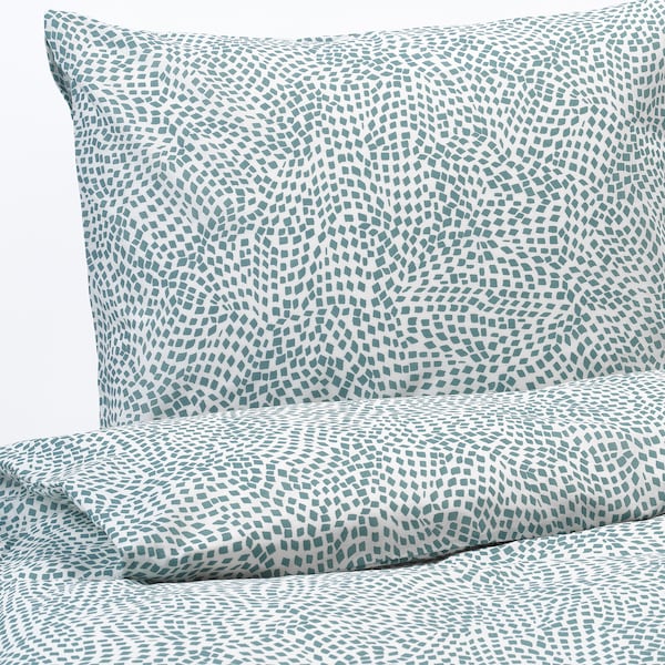 IKEA TRÄDKRASSULA duvet cover and pillowcase(s), Full/Queen (Double/Queen) White / Blue, Ikea Ireland | 1857LCGKM