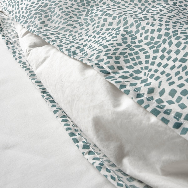 IKEA TRÄDKRASSULA duvet cover and pillowcase(s), Full/Queen (Double/Queen) White / Blue, Ikea Ireland | 1857LCGKM