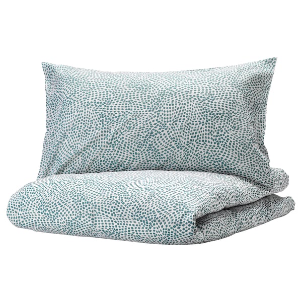 IKEA TRÄDKRASSULA duvet cover and pillowcase(s), Full/Queen (Double/Queen) White / Blue, Ikea Ireland | 1857LCGKM