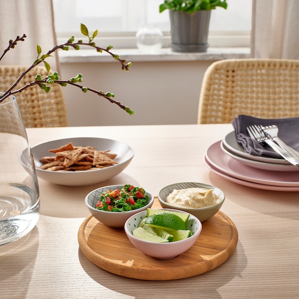 IKEA TRÅDTICKA tray with 3 bowls, multicolor/bamboo, Ikea Ireland | 9017QMOJF