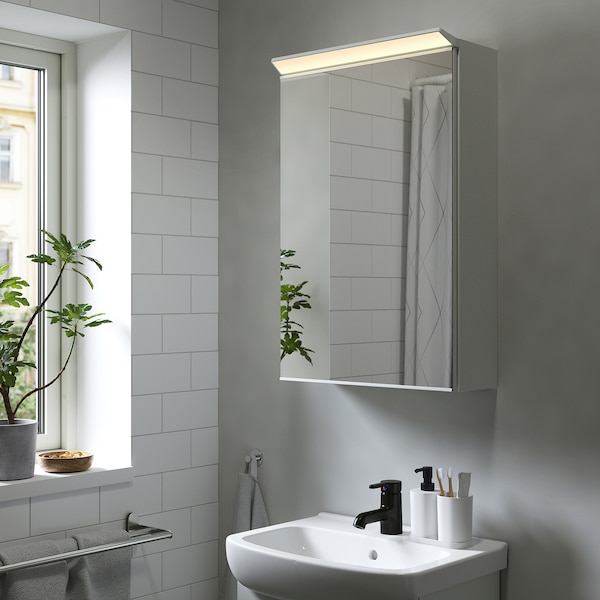 IKEA TREASJÖN mirror cabinet w/1 door & light, 19 5/8x6 3/4x29 1/2 in, Ikea Ireland | 1627RQWBA