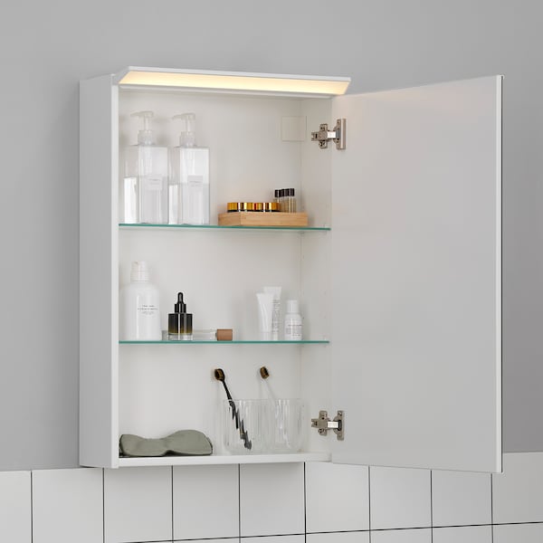 IKEA TREASJÖN mirror cabinet w/1 door & light, 19 5/8x6 3/4x29 1/2 in, Ikea Ireland | 1627RQWBA