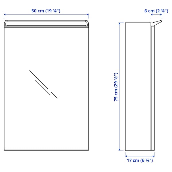 IKEA TREASJÖN mirror cabinet w/1 door & light, 19 5/8x6 3/4x29 1/2 in, Ikea Ireland | 1627RQWBA