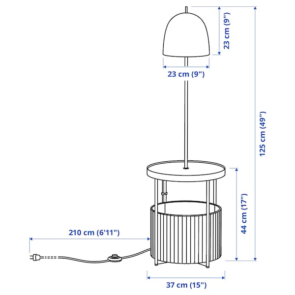IKEA TRINDSNÖ floor lamp, white metal/birch veneer, Ikea Ireland | 9670AXWEL