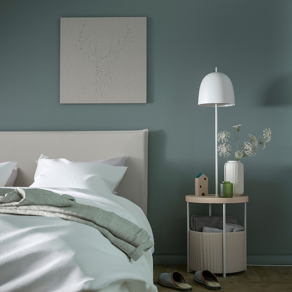 IKEA TRINDSNÖ floor lamp with LED bulb, white metal/birch veneer, Ikea Ireland | 3765SLGWC