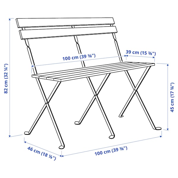 IKEA TÄRNÖ bench, outdoor, foldable black/light brown stained, Ikea Ireland | 1509VLAFC