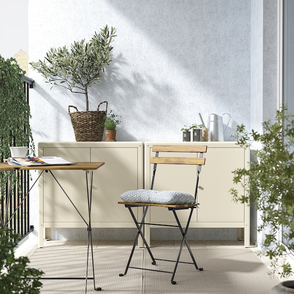 IKEA TÄRNÖ chair, outdoor, foldable Black / Light Brown Stained / Klösan Blue, Ikea Ireland | 4198DBAUY