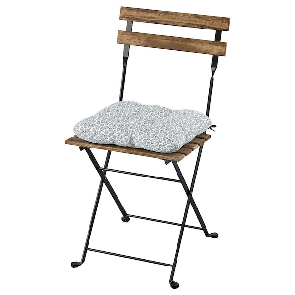 IKEA TÄRNÖ chair, outdoor, foldable Black / Light Brown Stained / Klösan Blue, Ikea Ireland | 4198DBAUY