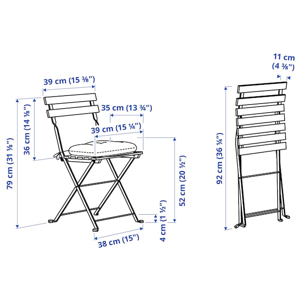 IKEA TÄRNÖ chair, outdoor, foldable White / Green / Klösan Blue, Ikea Ireland | 7342XNUOF