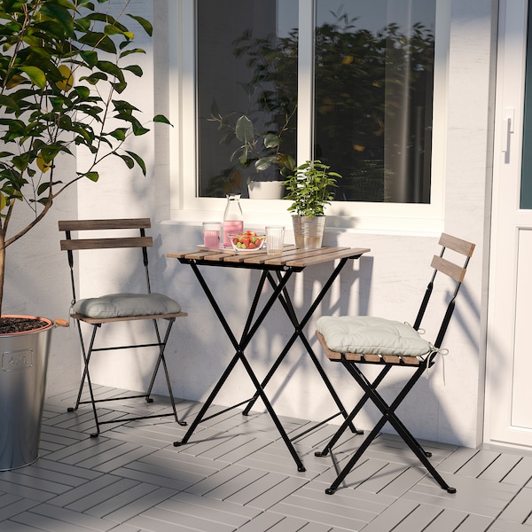IKEA TÄRNÖ table+2 chairs, outdoor Black / Light Brown Stained / Kuddarna Gray, Ikea Ireland | 1270QZRXW