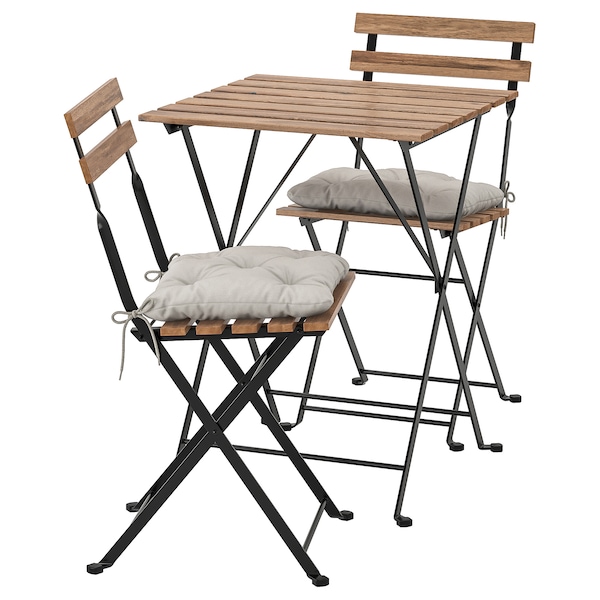 IKEA TÄRNÖ table+2 chairs, outdoor Black / Light Brown Stained / Kuddarna Gray, Ikea Ireland | 1270QZRXW