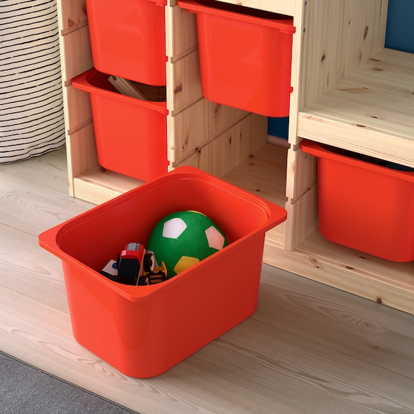 IKEA TROFAST storage combination, 37x17 3/8x35 7/8 in Light White Stained Pine / Orange, Ikea Ireland | 2358QHJOW