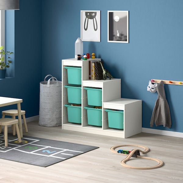 IKEA TROFAST storage combination, 39x17 3/8x37 in White / Turquoise, Ikea Ireland | 8216WYCGS