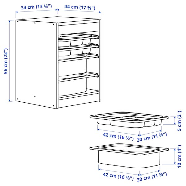IKEA TROFAST storage combination w boxes/trays, 13 3/8x17 3/8x22 in White Gray / Dark Gray, Ikea Ireland | 0859VCJWR