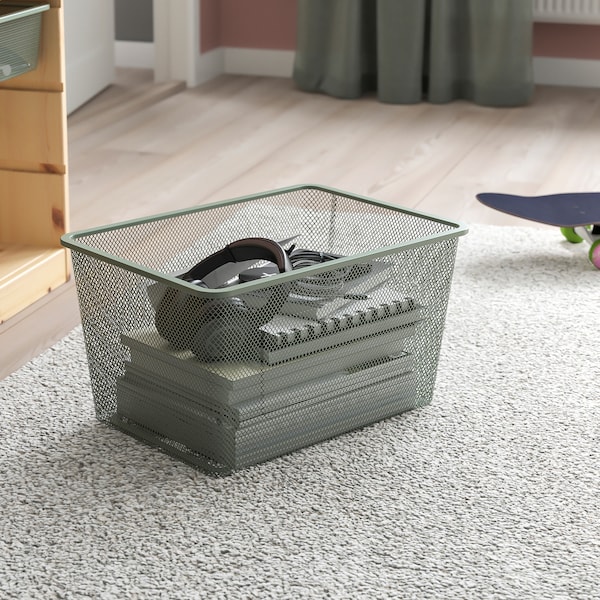 IKEA TROFAST storage combination with boxes, 36 5/8x17 3/8x20 1/2 in Light White Stained Pine / Light Green / Gray, Ikea Ireland | 2710TIPDU