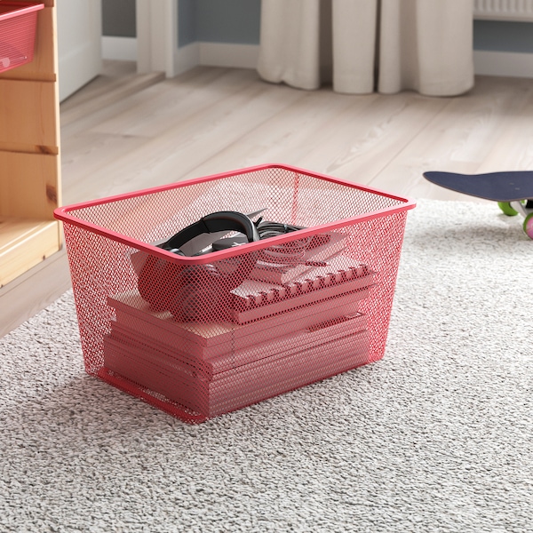 IKEA TROFAST storage combination with boxes, 36 5/8x17 3/8x20 1/2 in Light White Stained Pine / Light Red, Ikea Ireland | 1879TAQUF