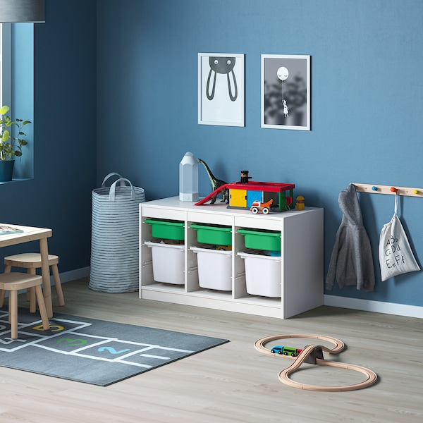 IKEA TROFAST storage combination with boxes, 39x17 3/8x22 in White Green / White, Ikea Ireland | 1956QWCXK