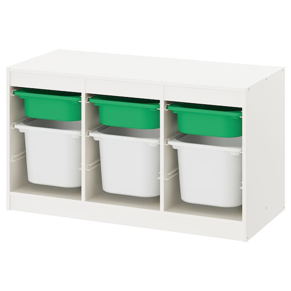 IKEA TROFAST storage combination with boxes, 39x17 3/8x22 in White Green / White, Ikea Ireland | 1956QWCXK