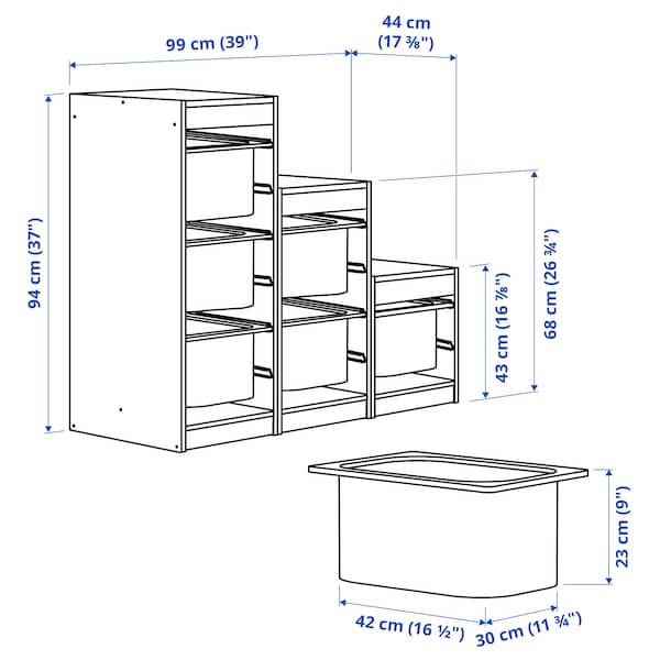 IKEA TROFAST storage combination with boxes, 39x17 3/8x37 in White, Ikea Ireland | 1294GXOJU
