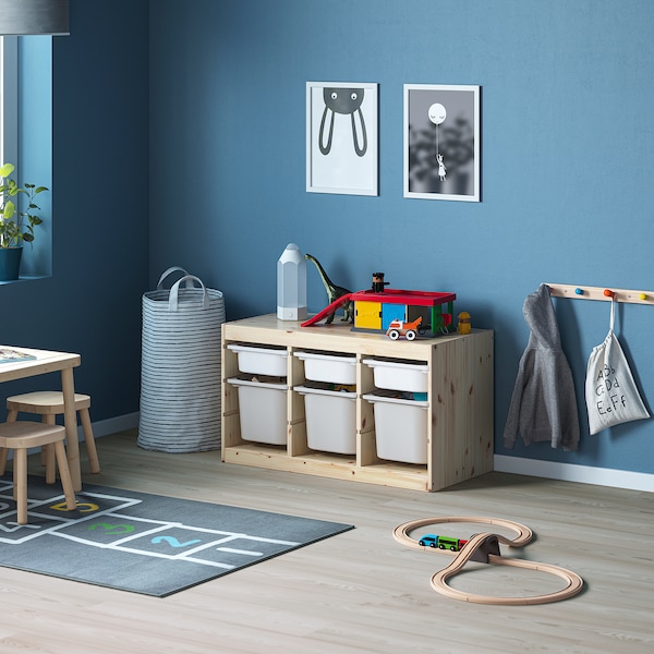 IKEA TROFAST storage combination with boxes, 36 5/8x17 3/8x20 1/2 in Light White Stained Pine White / Gray, Ikea Ireland | 4872LFGYI