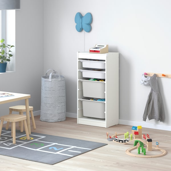 IKEA TROFAST storage combination with boxes, 18 1/8x11 3/4x37 in White / White Gray, Ikea Ireland | 1706MPXJB
