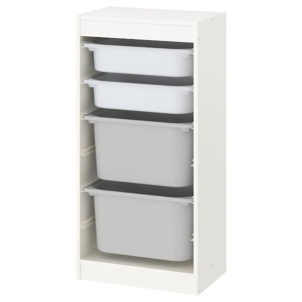 IKEA TROFAST storage combination with boxes, 18 1/8x11 3/4x37 in White / White Gray, Ikea Ireland | 1706MPXJB