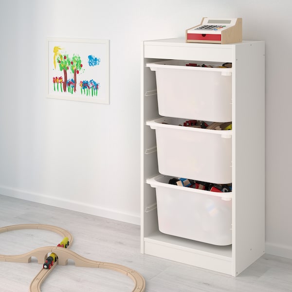 IKEA TROFAST storage combination with boxes, 18 1/8x11 3/4x37 in White / Green White, Ikea Ireland | 6043ACHKS