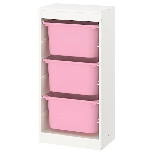 IKEA TROFAST storage combination with boxes, 18 1/8x11 3/4x37 in White / Pink, Ikea Ireland | 7548PZEJD