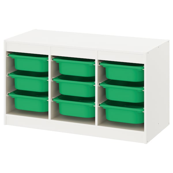 IKEA TROFAST storage combination with boxes, 39x17 3/8x22 in White / Green, Ikea Ireland | 2018YQJNU