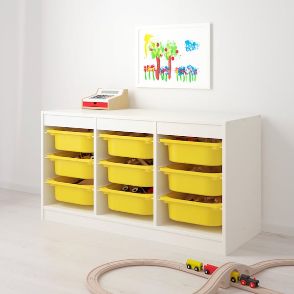 IKEA TROFAST storage combination with boxes, 39x17 3/8x22 in White / Yellow, Ikea Ireland | 8936DROAJ