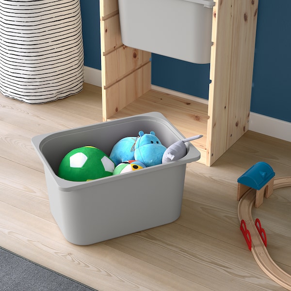 IKEA TROFAST storage combination with boxes, 17 3/8x11 3/4x35 7/8 in Light White Stained Pine / Gray, Ikea Ireland | 4503DSWOP