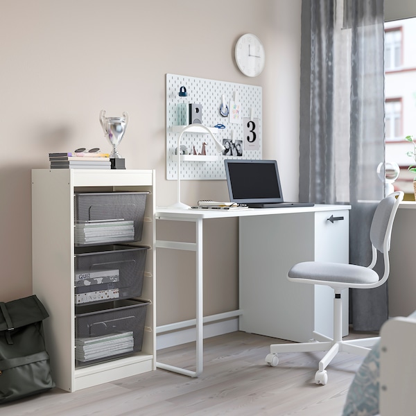 IKEA TROFAST storage combination with boxes, 18 1/8x11 3/4x37 in White / Dark Gray, Ikea Ireland | 9470FJBRZ