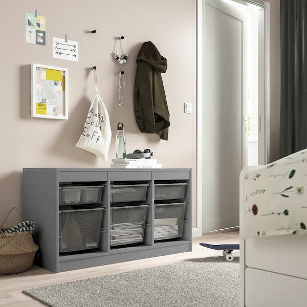 IKEA TROFAST storage combination with boxes, 39x17 3/8x22 in Gray / Dark Gray, Ikea Ireland | 1054LOCSB