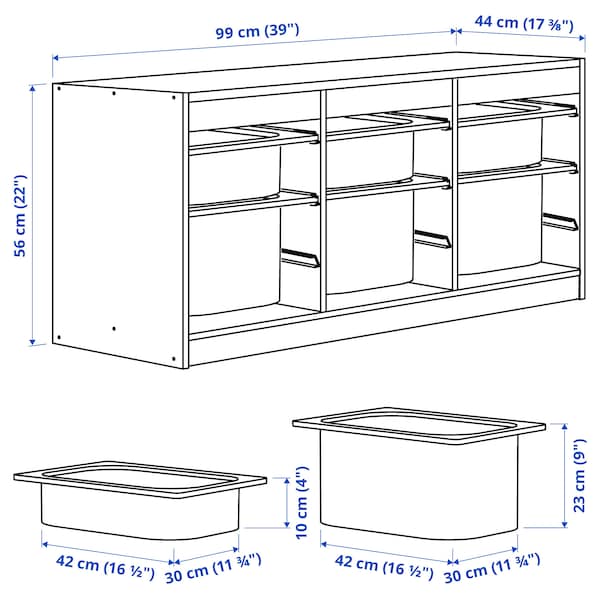 IKEA TROFAST storage combination with boxes, 39x17 3/8x22 in Gray / Light Red, Ikea Ireland | 8594ENFRH