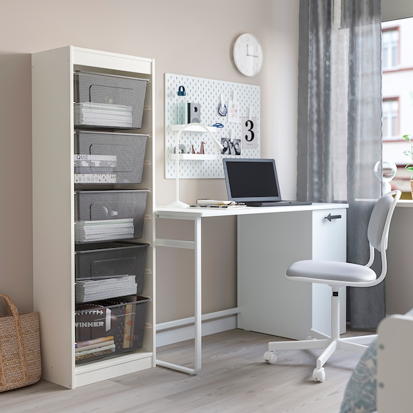 IKEA TROFAST storage combination with boxes, 18 1/8x11 3/4x57 1/8 in White / Dark Gray, Ikea Ireland | 5139ZEKWY