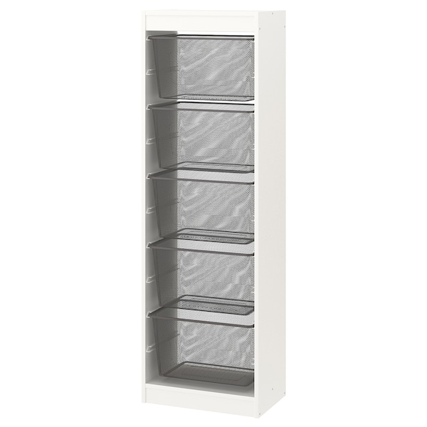 IKEA TROFAST storage combination with boxes, 18 1/8x11 3/4x57 1/8 in White / Dark Gray, Ikea Ireland | 5139ZEKWY